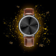 GG Brown Leather Strap Stainless Steel Watch