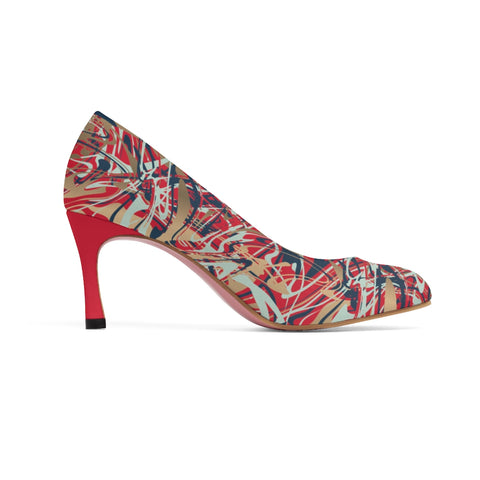 Red Abstract Art Women's High Heels