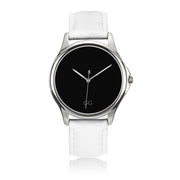 GG Stainless Steel Watch with White Leather Band
