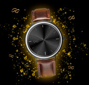 GG Brown Leather Strap Stainless Steel Watch