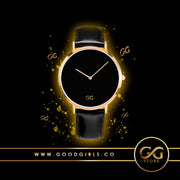 GG Gold with Black Leather Band Watch V2