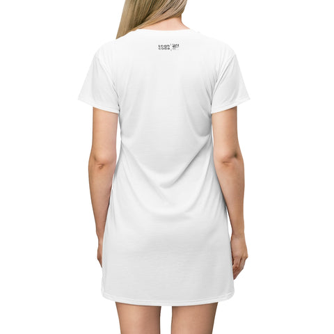 The Raveers White All Over Print T-Shirt Dress