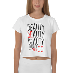 GG Beauty Forever White All-Over Print Crop Tee