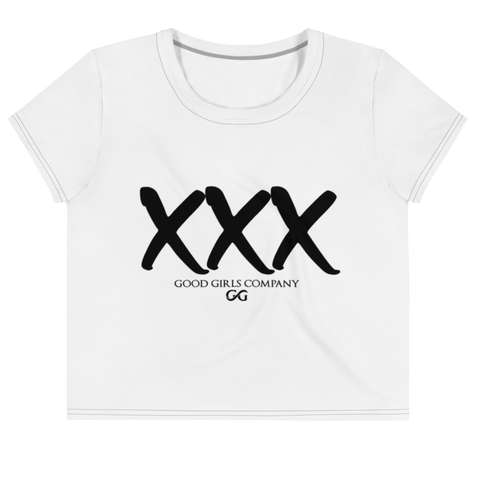 Good Girls XXX White All-Over Print Crop Tee