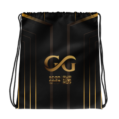 Black and Gold GG Drawstring bag
