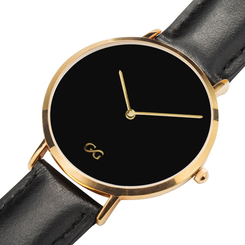 GG Gold with Black Leather Band Watch V2