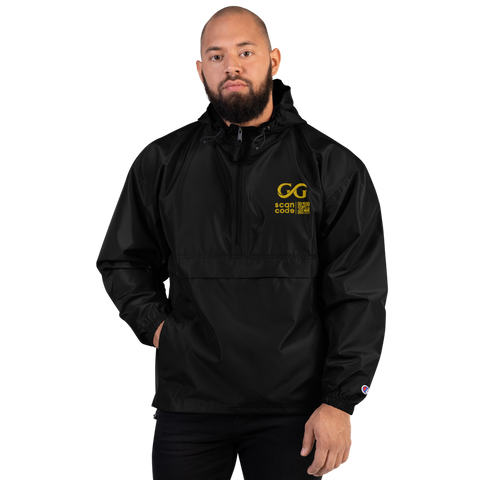 GG Black and Gold Embroidered Packable Jacket